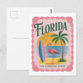 Florida The Sunshine State Retro Flamingo Beach Briefkaart (Voorkant / Achterkant)
