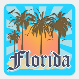 Florida The Sunshine State USA Vierkante Sticker