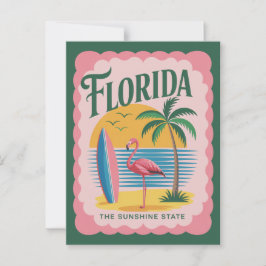 Florida The Sunshine State Vintage Flamingo Beach Briefkaart