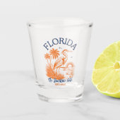 Florida The Sunshine State with Heron & Palm Tree  Shot Glas (Voorkant)
