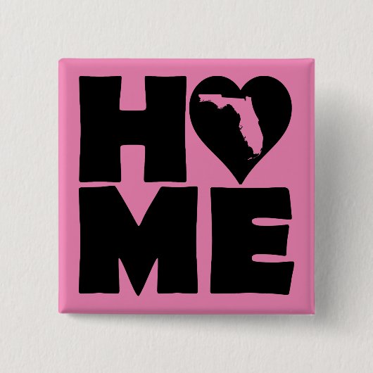 Florida Thuis Hart Staat Knop Badge Speld Vierkante Button 5,1 Cm (Voorkant)