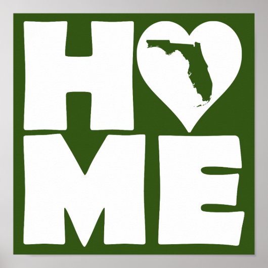 Florida Thuis Hart Staat Poster Bord (Voorkant)
