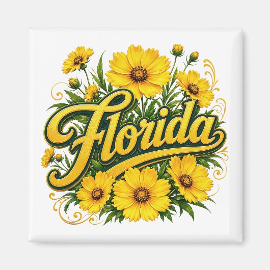 Florida Tickseed Gele Wilde Bloem Magneet (Voorkant)
