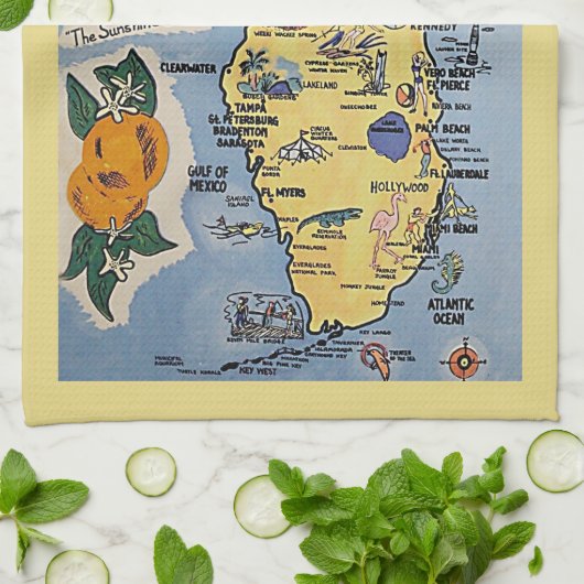  Florida toeristengroet kaart Theedoek (Gevouwen)