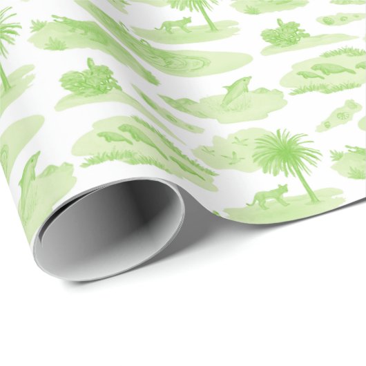 Florida Toile (Lime Green) Wrapping Paper Cadeaupapier (Rol Hoek)