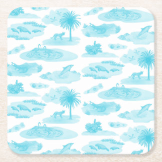 Florida Toile Onderzetter (Turquoise)
