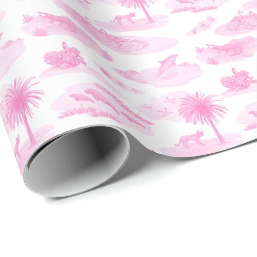 Florida Toile (Pink)  Cadeaupapier (Rol Hoek)
