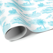 Florida Toile (Turquoise) Inpakpapier