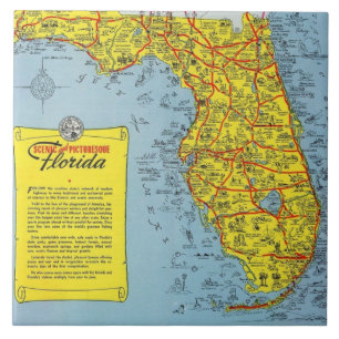 Florida Tourist Map Ceramic Tegel Tegeltje