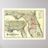 Florida Transit Railroad Map 1882 Poster (Voorkant)