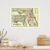 Florida Transit Railroad Map 1882 Poster (Keuken)