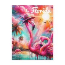 Florida Tropical Pink Flamingos Palmbomen Zon