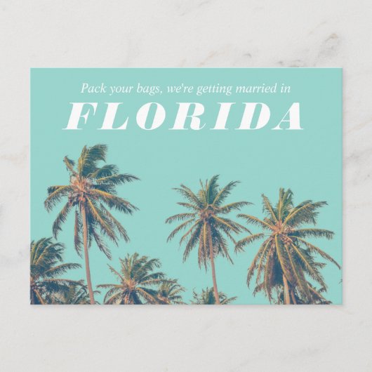 Florida Tropisch strand bruiloft Save the Date Aankondigingskaart (Voorkant)