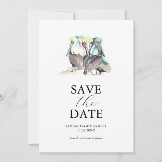 Florida Trouw Pelikaan Save The Date Sjabloon (Voorkant)