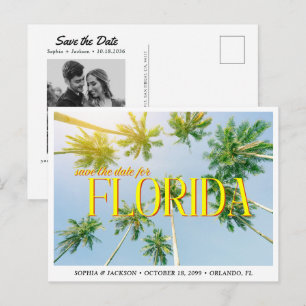 Florida Trouw Save the Date Palmboom Retro Briefkaart