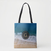 Florida Turquoise Blue Zee & Beach Custom Monogram Tote Bag (Voorkant)