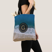 Florida Turquoise Blue Zee & Beach Custom Monogram Tote Bag (Dichtbij)