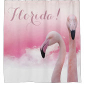 Florida Twee Roze Flamingo's Douchegordijn (Voorkant)