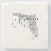 Florida Typografie State Map Shape Grey Stenen Onderzetter (Voorkant)