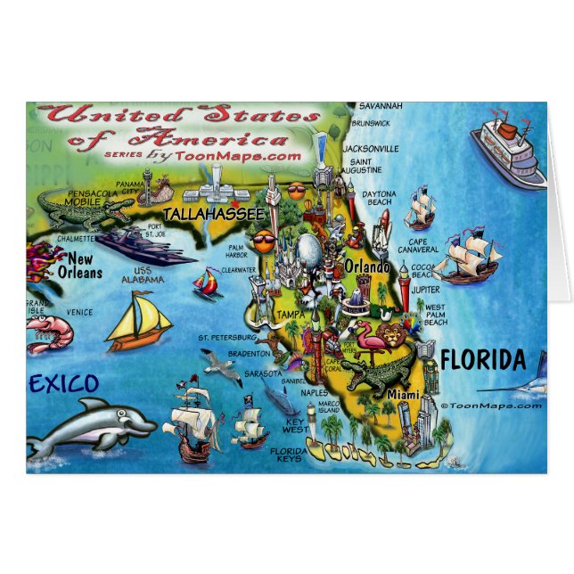 Florida USA Kaart (Voorkant Horizontaal)