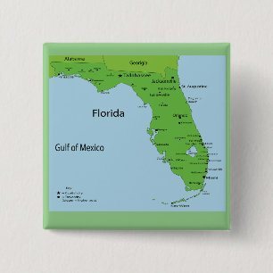 FLORIDA USA KAART VIERKANTE BUTTON 5,1 CM