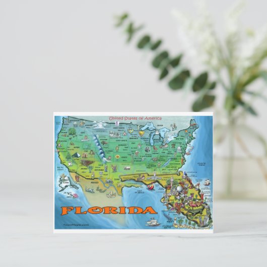 Florida USA Map Briefkaart (Staand voorkant)
