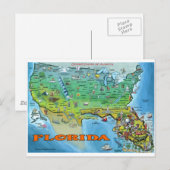 Florida USA Map Briefkaart (Voorkant / Achterkant)