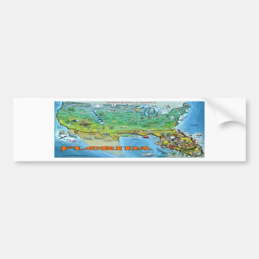 Florida USA Map Bumpersticker (Voorkant)