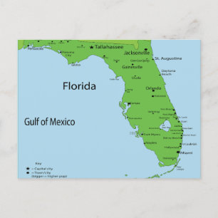 Florida USA Map - Golf van Mexico Feestdagenkaart