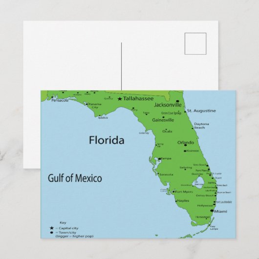 Florida USA Map - Golf van Mexico Feestdagenkaart (Voorkant / Achterkant)