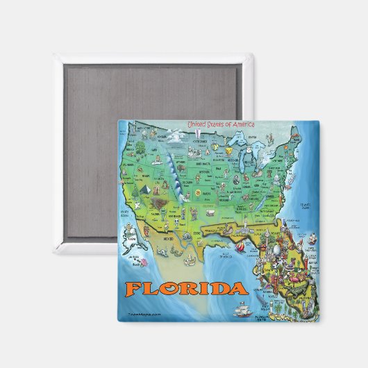 Florida USA Map Magneet (Voorkant / Achterkant)