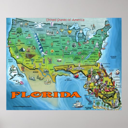 Florida USA Map Poster (Voorkant)