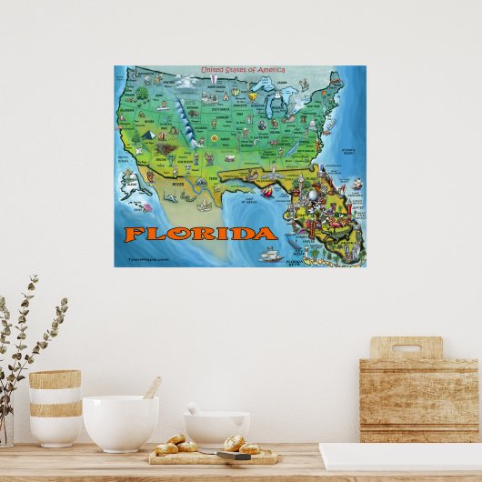 Florida USA Map Poster (Keuken)