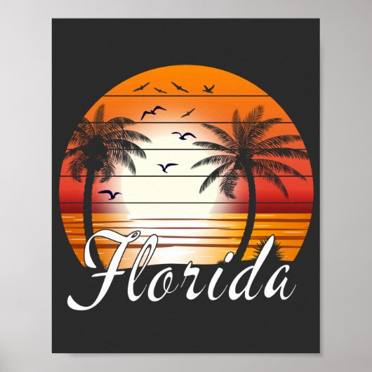  Florida USA Palm Trees Summer Beach Poster (Voorkant)