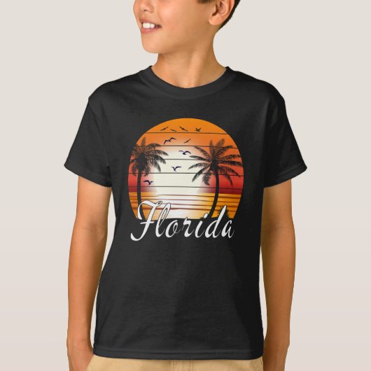  Florida USA Palm Trees Summer Beach T-shirt (Voorkant)