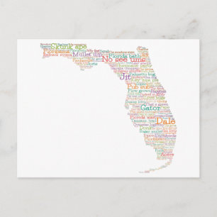 Florida USA Slang Word Art Map Briefkaart