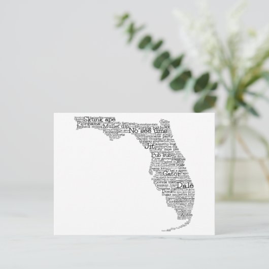 Florida USA Slang Word Art Map Briefkaart (Staand voorkant)