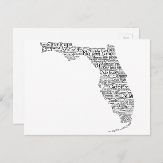 Florida USA Slang Word Art Map Briefkaart (Voorkant / Achterkant)