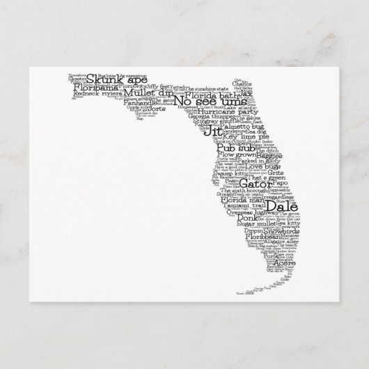 Florida USA Slang Word Art Map Briefkaart (Voorkant)