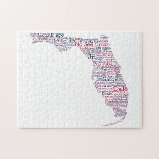 Florida USA Slang Word Art Map Jigzaag Puzzle Legpuzzel (Horizontaal)