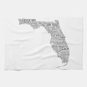 Florida USA Slang Word Art Map Kitchen Towel Theedoek