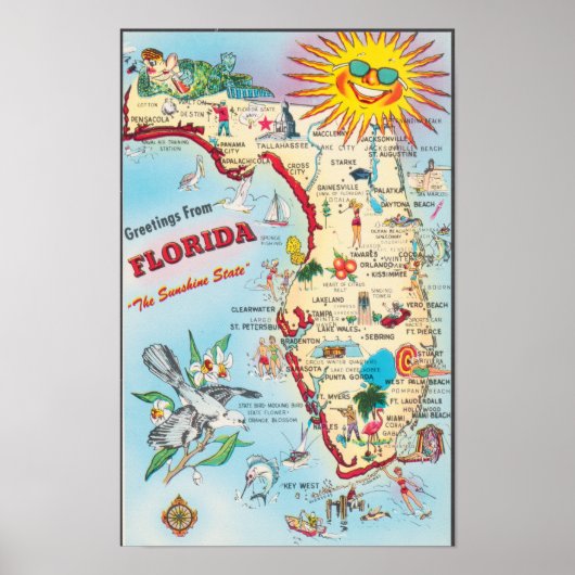 FLORIDA USA, Welkom Kaart Poster (Voorkant)