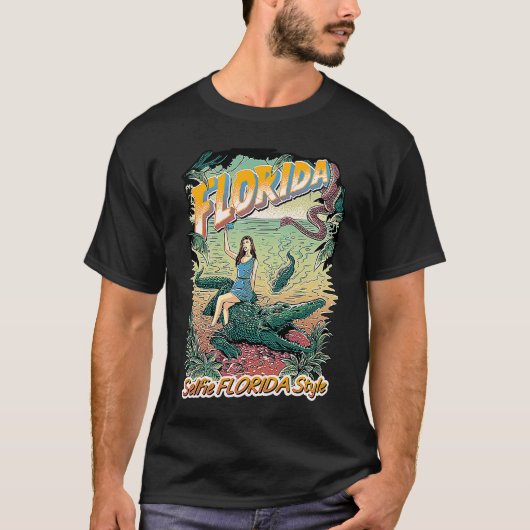 Florida Vacation Selfie Travel Design! Alligator S T-shirt (Voorkant)