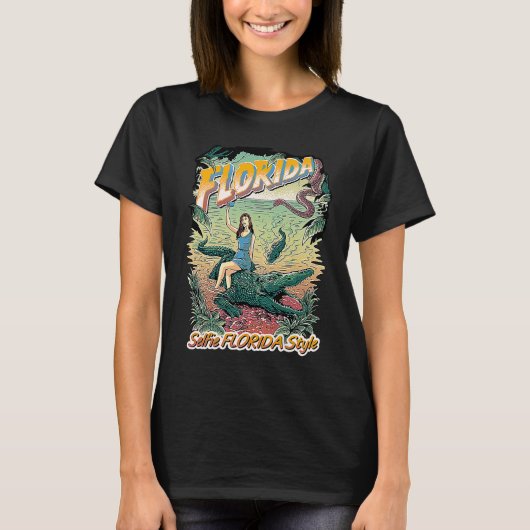 Florida Vacation Selfie Travel Design! Alligator S T-shirt (Voorkant)