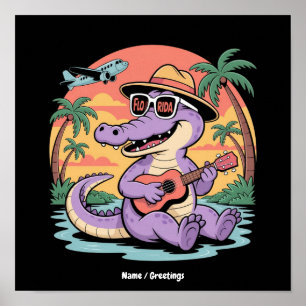 Florida Vakantie Schattig Koel Zomer Alligator Gra Poster
