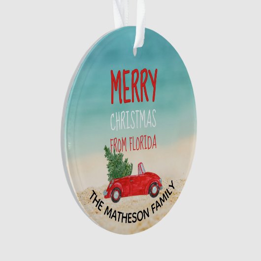 Florida Vakantie Tropisch strand Vrolijk kerstfees Ornament (voorkant)