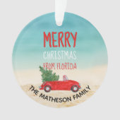 Florida Vakantie Tropisch strand Vrolijk kerstfees Ornament (voorkant)