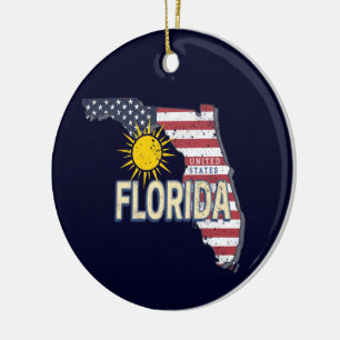 Florida Verenigde Staten Retro Kaart  Verenigde St Keramisch Ornament