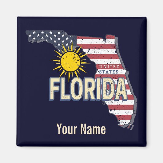 Florida Verenigde Staten Retro Kaart Verenigde St Magneet (Voorkant)