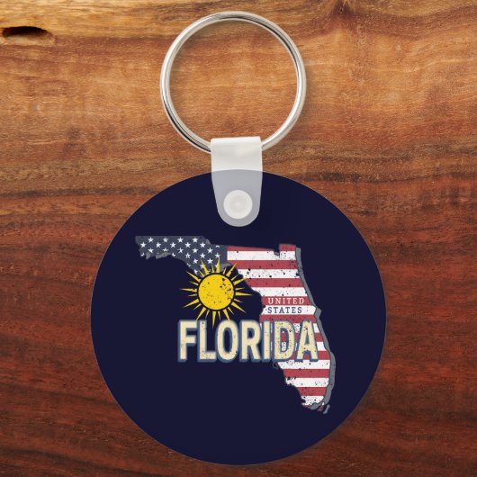 Florida Verenigde Staten Retro Kaart  Verenigde St Sleutelhanger (Voorkant)